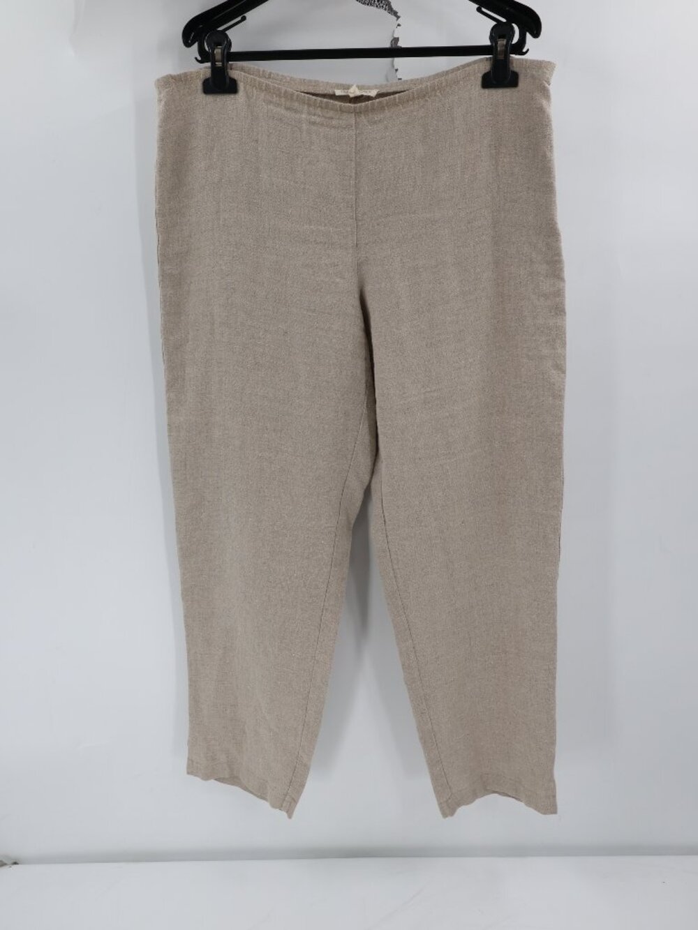 Eileen Fisher Pants Womens Medium Linen High Waist Side Zip Straight Ankle Beige